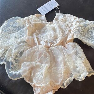 Ivory Lace Puff Sleeve Dress